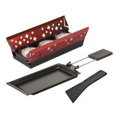 Raclette set mini Swiss Cross red