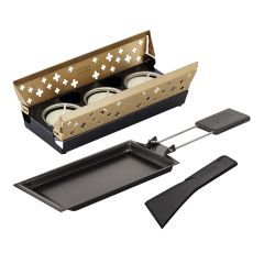 Raclette Set Mini Schweizer Kreuz gold