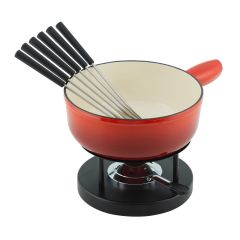 Fondue au fromage set en fonte pour l'induction rouge · Ø 24 cm